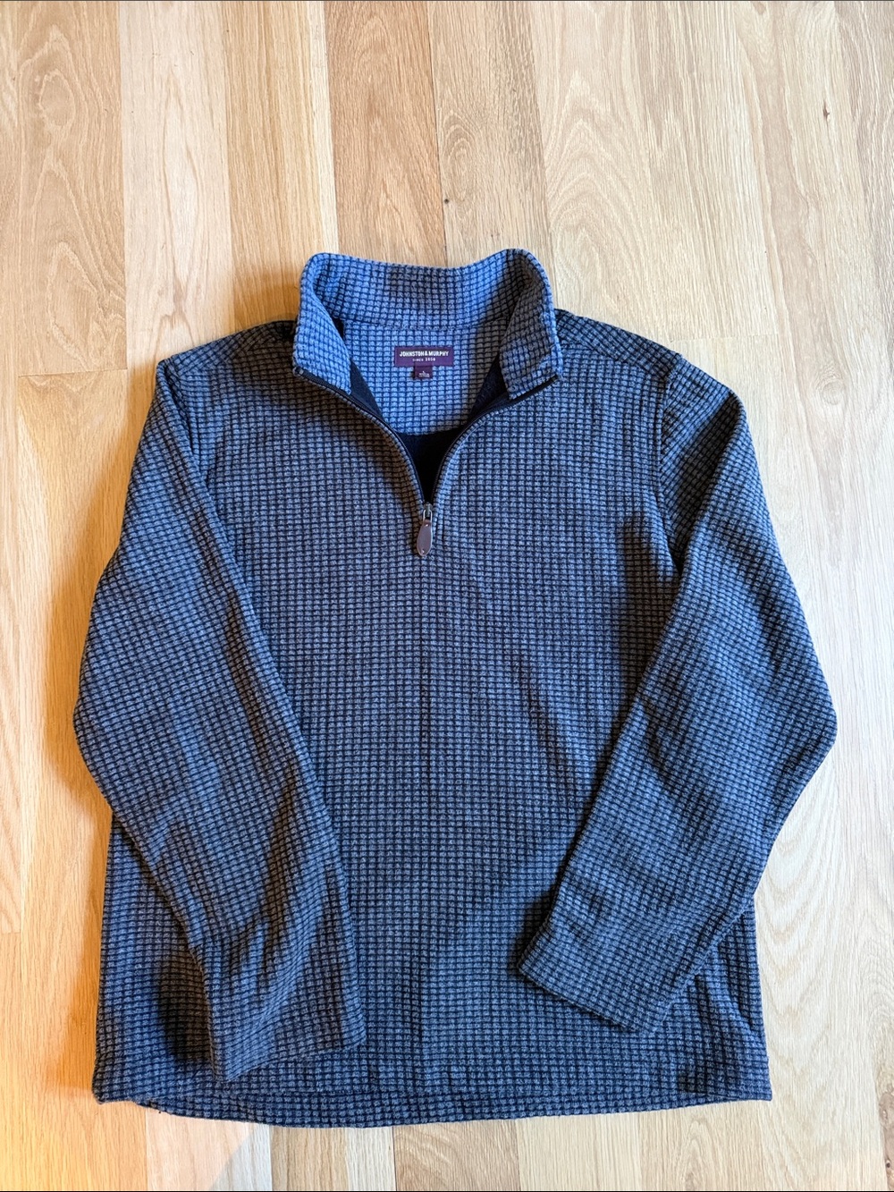 Johnston & Murphy Men's Navy Textured Quarter-Zip Sweater